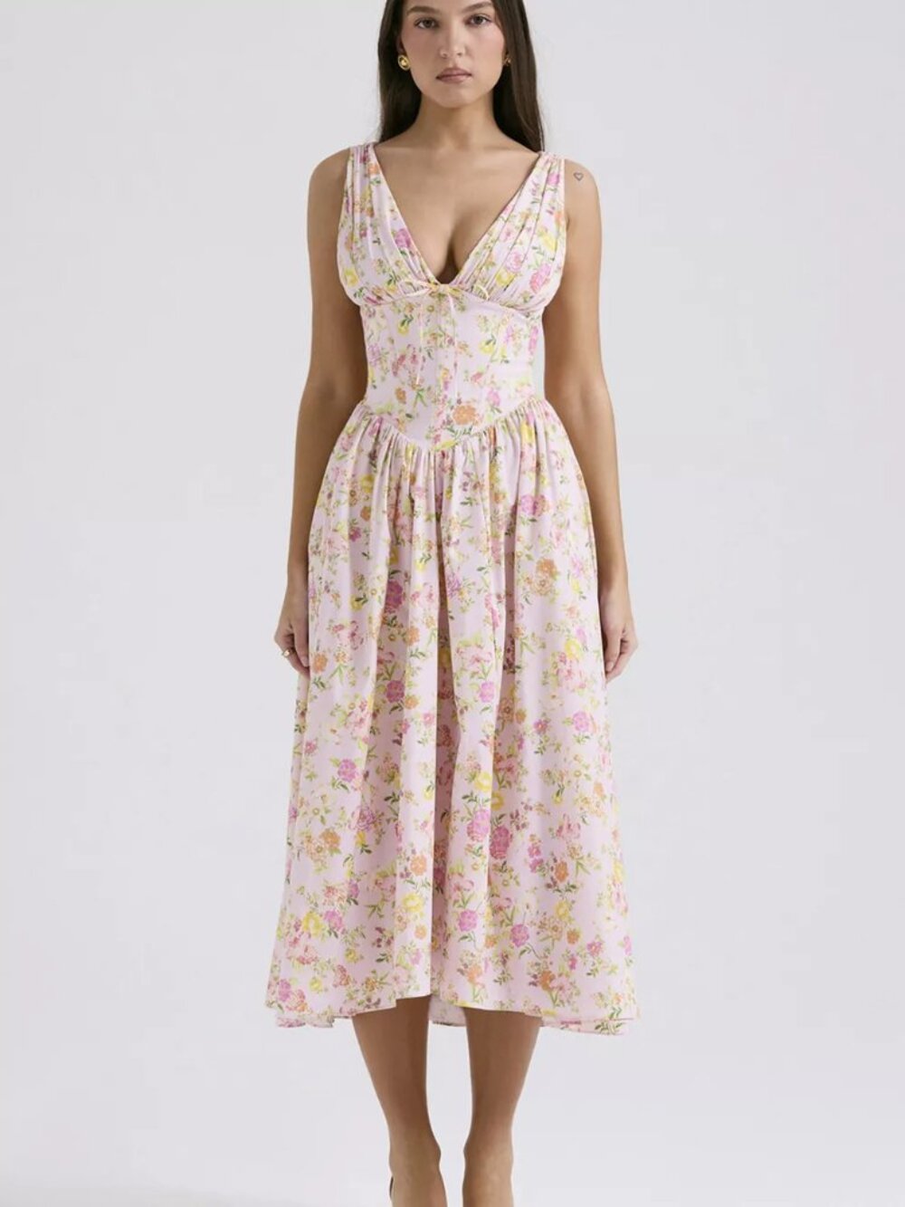 V-Neck Sleeveless Midi Dress - Picture 8 of 16
